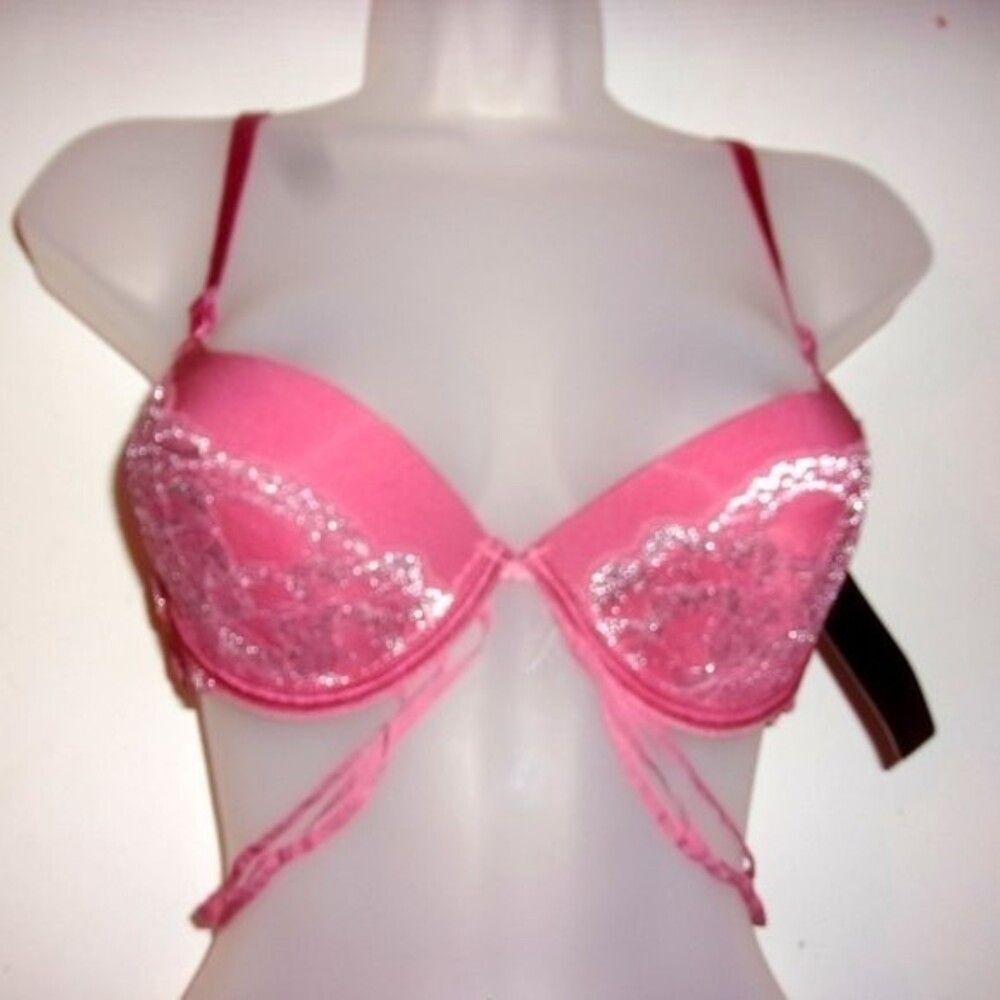 Youmita Mauvewood 34B Metallic Lace Plunge Bra Small Lace Caged Boyshorts NWT - Picture 9 of 14